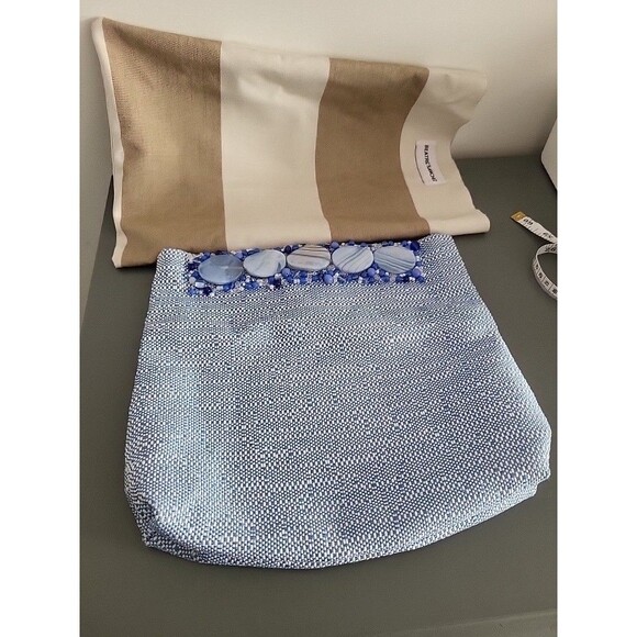 Beatriz Sanchez Handmade Certified Embellished Clutch bag Blue Stones Beads OOAK - Picture 2 of 14